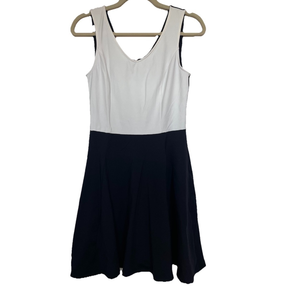 Cynthia Rowley Woman Small Black White Dress Color Block Zip Up Skater 2000s Y2K